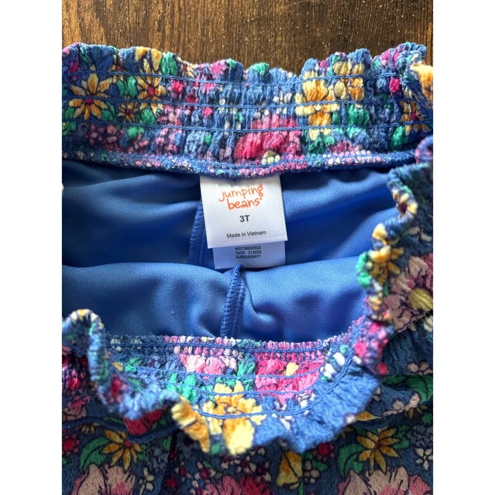 Jumping Beans Girls Blue Floral Tiered Ruffle Skirt Size 3T NWT